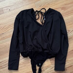 Alya S Black Long Sleeve Bodysuit